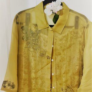 Laura Ashley women's green floral skirt set size XL